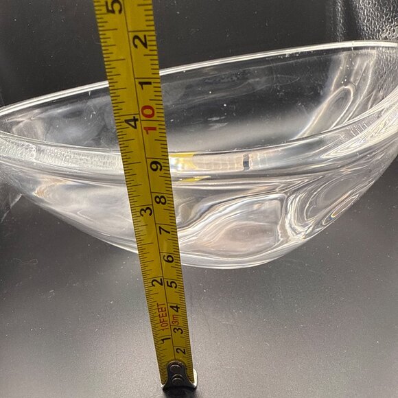 MCM substantial unsigned large clear glass triangular bowl heavy 3 pounds - Picture 8 of 8